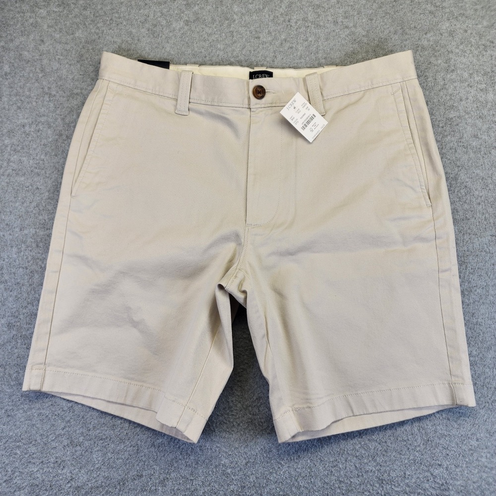 NEW J Crew Flex Chino Short Mens 32 Khaki 9" Inseam Flat Front Casual